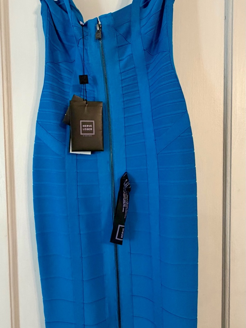 Herve Leger Cobalt Blue Bandage Midi Dress - Picture 2 of 4